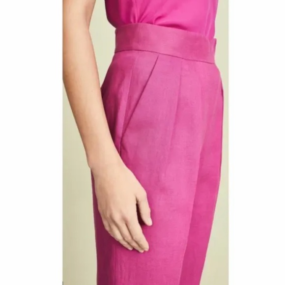 NWOT Theory Pant Linen High Rise Pink Pants Pleated Fuchsia Pop Trouser - Picture 6 of 6